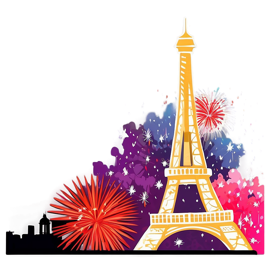 Eiffel Tower With Fireworks Background Png Put9