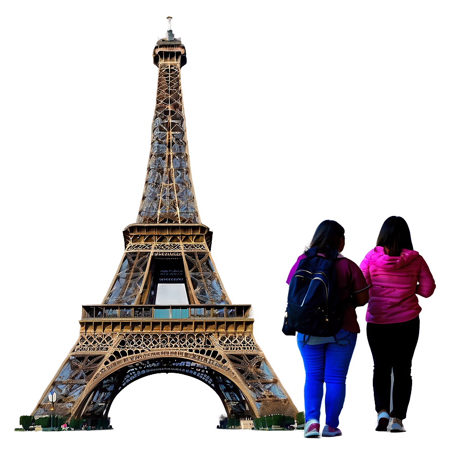 Eiffel Tower With Tourists Png Pnx88