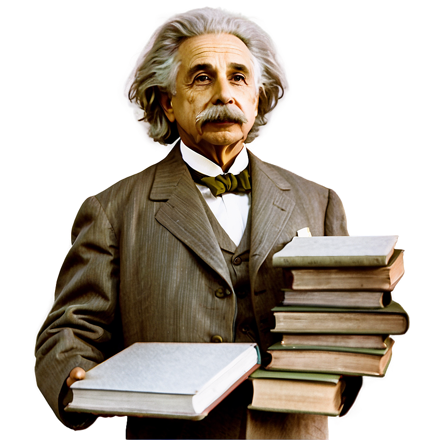 Einstein With Books Png Jtk