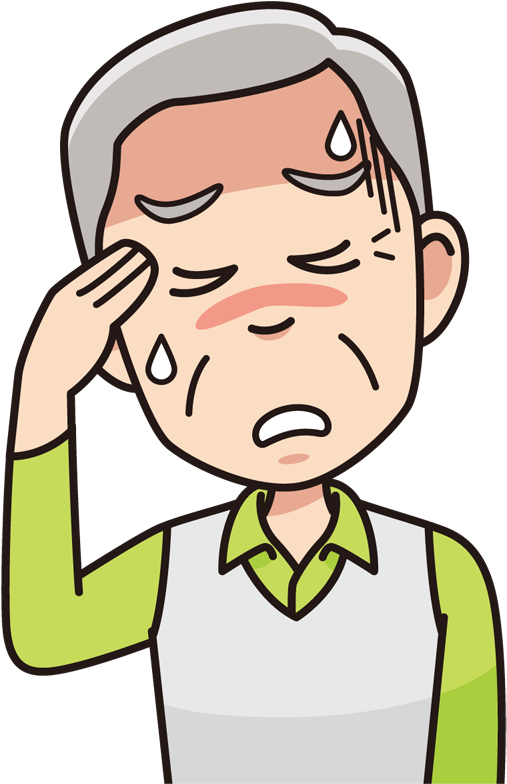 Elderly Cartoon Characterwith Headache