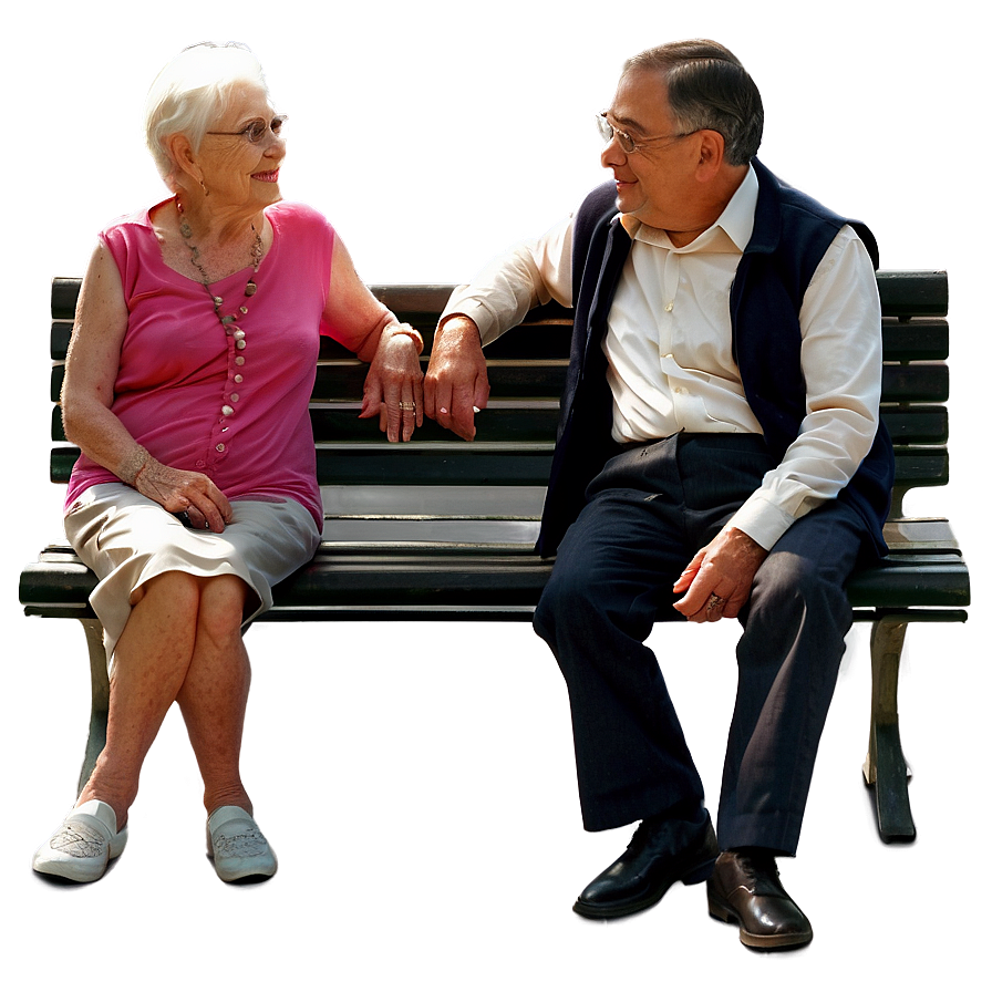 Elderly Couple On Bench Png 06252024