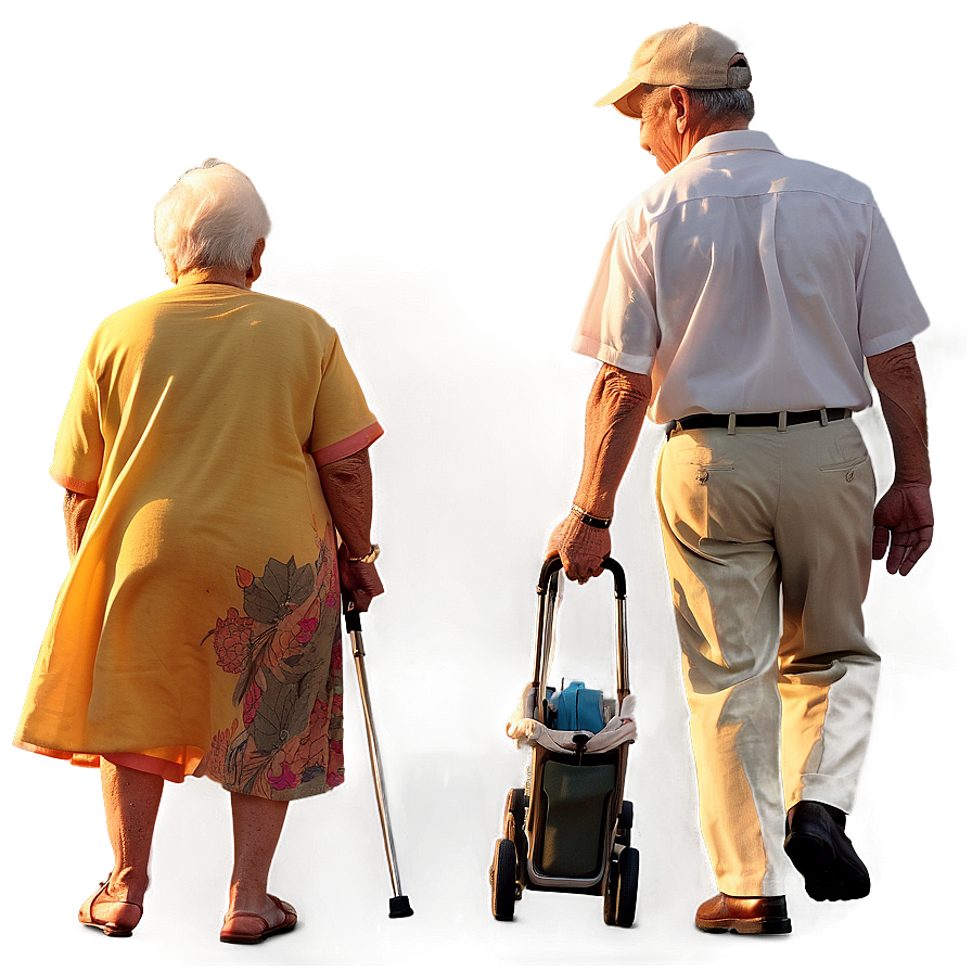 Elderly Couple Sunset Walk Png Kho