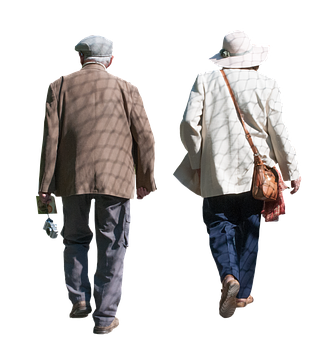 Elderly Couple Walking Together PNG with transparent background