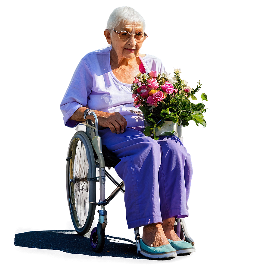 Elderly Lady With Flowers Png Jkp31