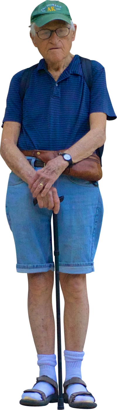 Elderly Man With Walking Stick