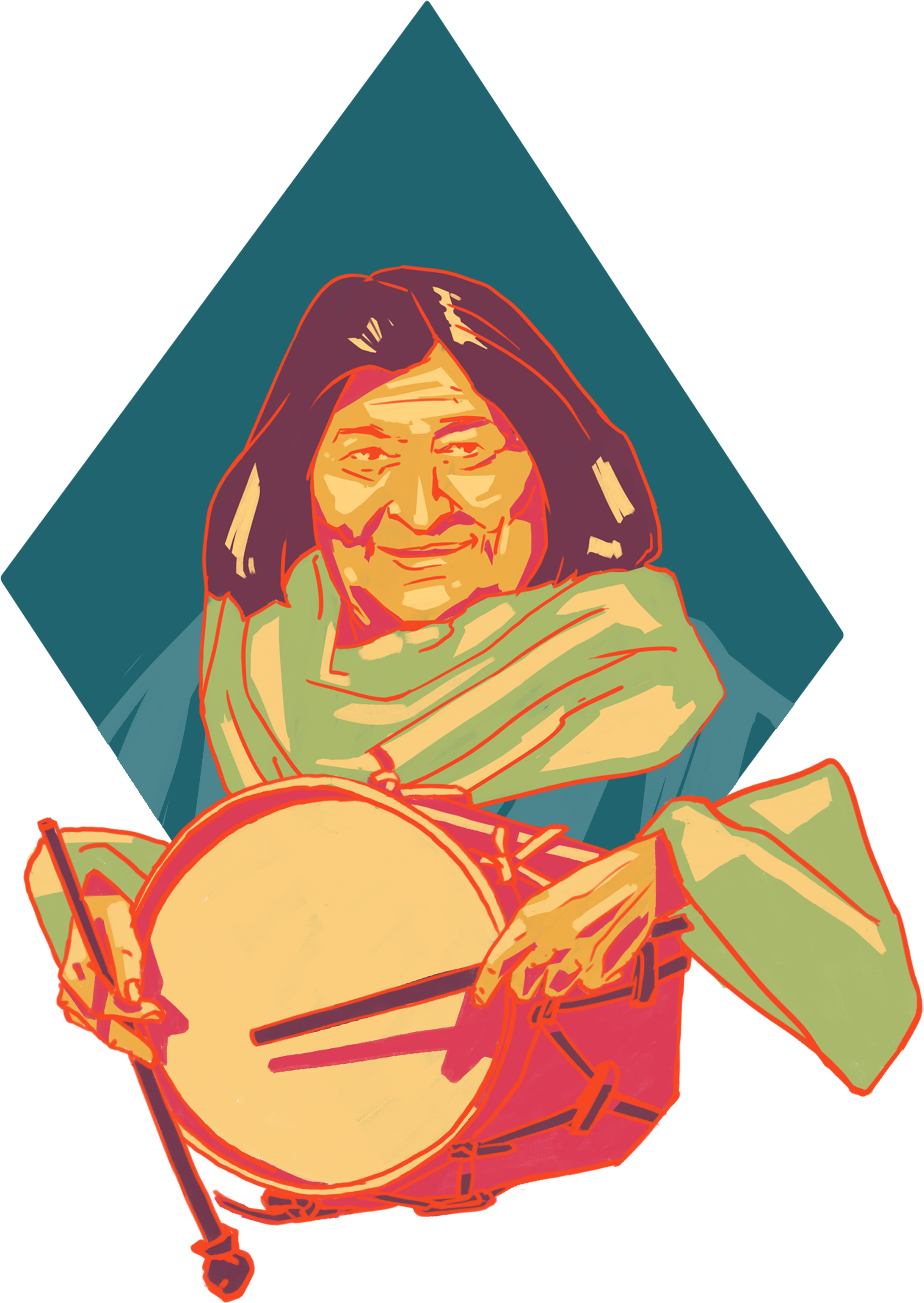 Elderly Musician Colorful Illustration