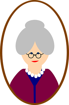 Elderly Woman Cartoon Portrait PNG with transparent background
