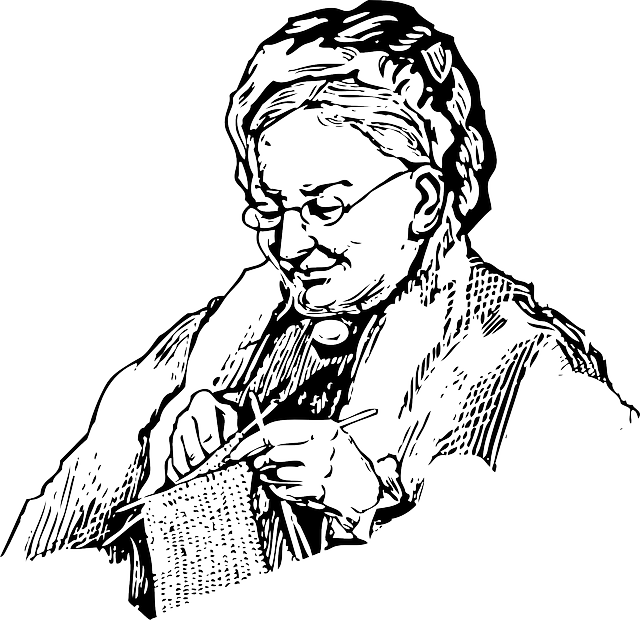 Woman, Knitting, Grandma, Old, Lady, Knit, Needles - Grandmother Clipart Black And White, HD Png Download PNG with transparent background