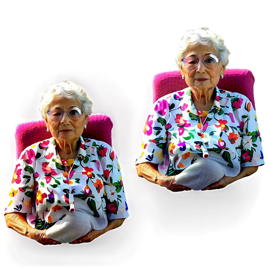 Elderly Woman Twin Portraits