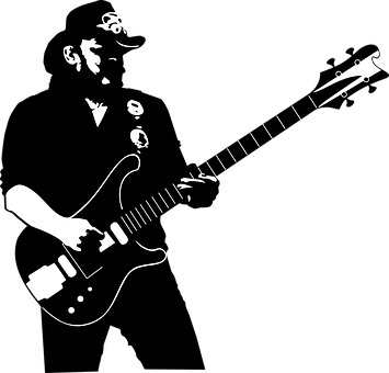 Electric Bass Guitar Silhouette PNG with transparent background