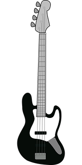 Electric Bass Guitar Vector Illustration PNG with transparent background