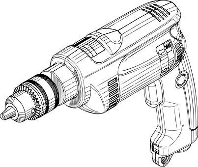 Electric Drill Line Art PNG with transparent background