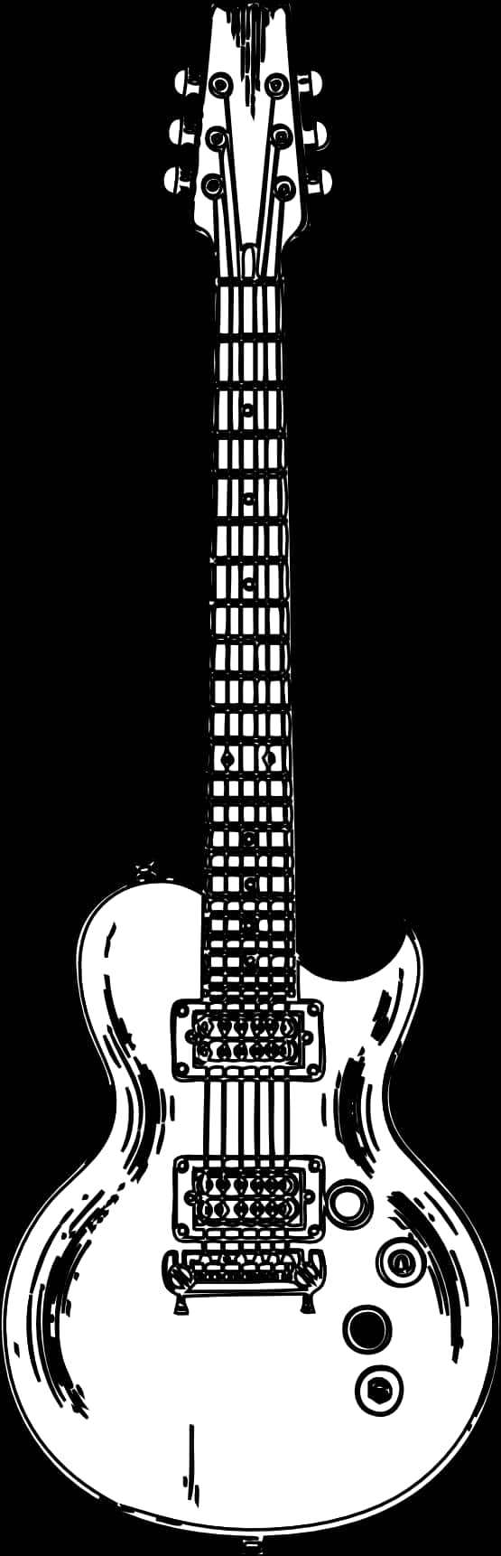 Electric Guitar Black White Illustration