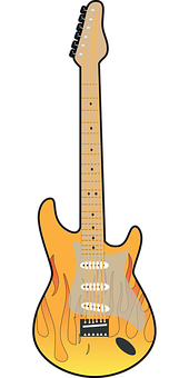 Electric Guitar Flame Design PNG with transparent background