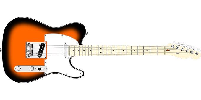 Electric Guitar Orange Black Background PNG with transparent background