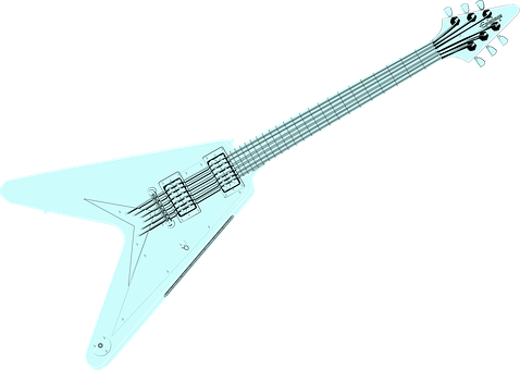 Electric Guitar Outline Graphic PNG with transparent background