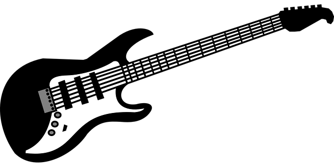 Electric Guitar Silhouette Graphic PNG with transparent background