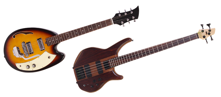 Electric Guitarand Bass Duo PNG with transparent background