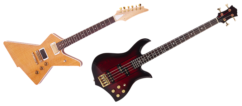 Electric Guitarand Bass Duo PNG with transparent background