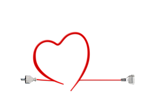 Electric Love Heart PNG with transparent background