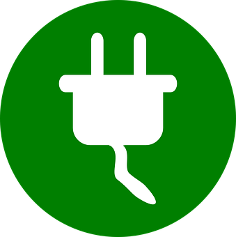 Electric Plug Icon Green Background PNG with transparent background