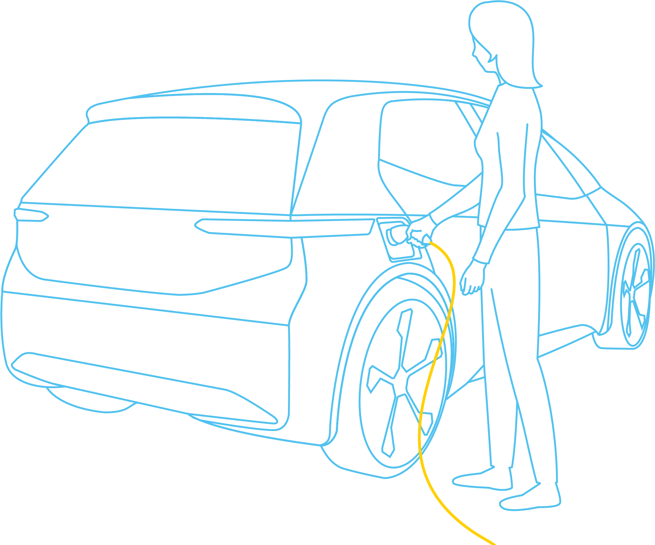Electric Vehicle Charging Illustration PNG with transparent background