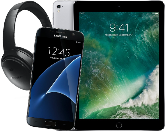 Electronics Collection Mobile Tablet Headphones PNG with transparent background