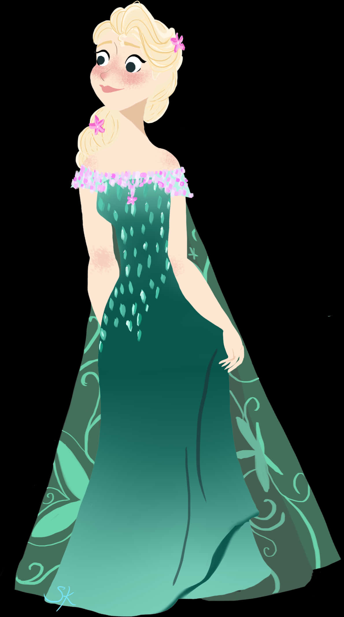 Elegant Animated Princess Elsa PNG with transparent background