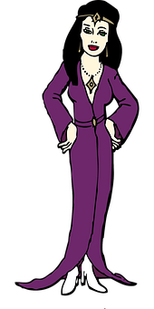 Elegant Animated Womanin Purple Dress