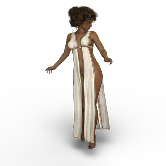 Elegant Animated Womanin White Dress