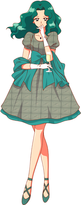 Elegant Anime Girlin Green Dress