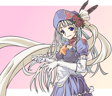 Elegant Anime Girlwith Hat PNG with transparent background