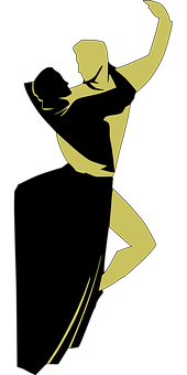 Elegant Ballroom Dance Silhouette PNG with transparent background