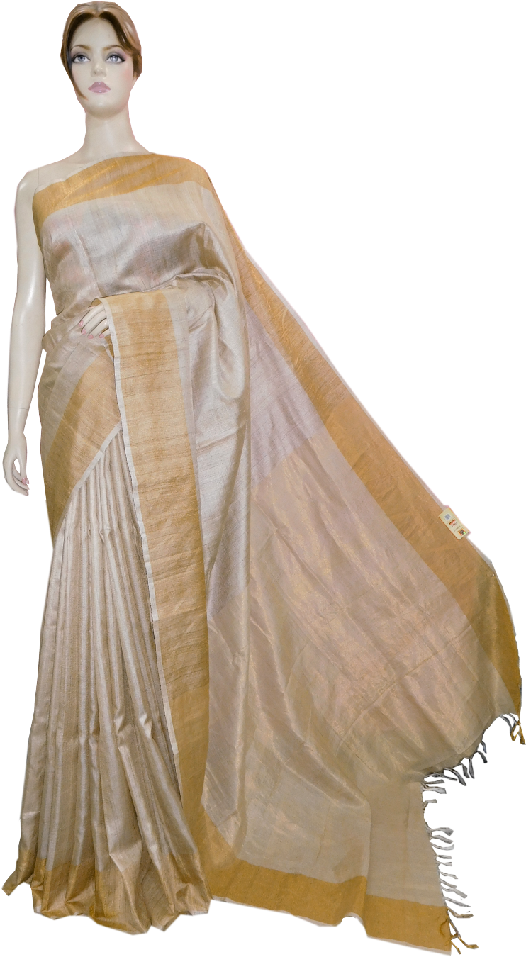 Elegant Beige Golden Saree Mannequin