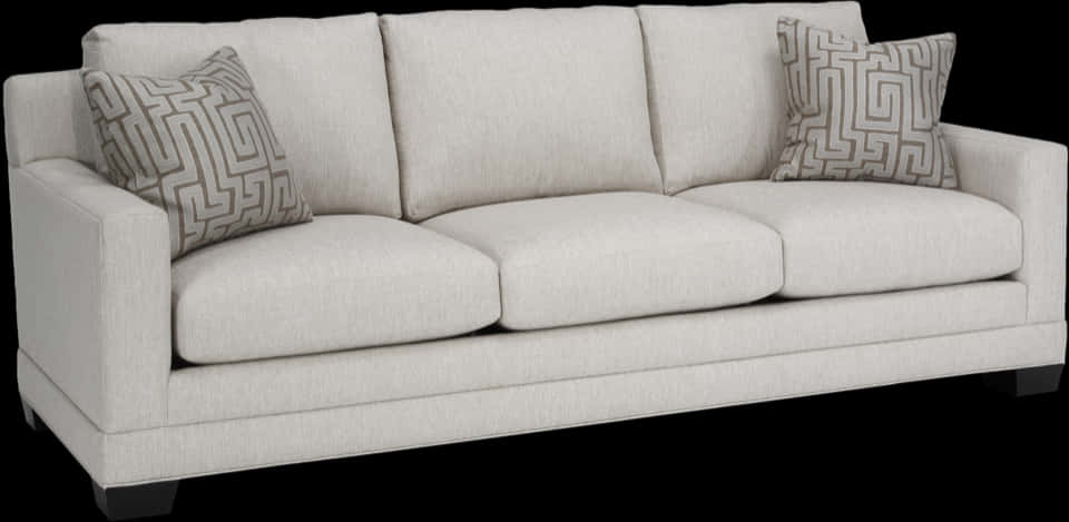 Elegant Beige Sofawith Pillows PNG with transparent background