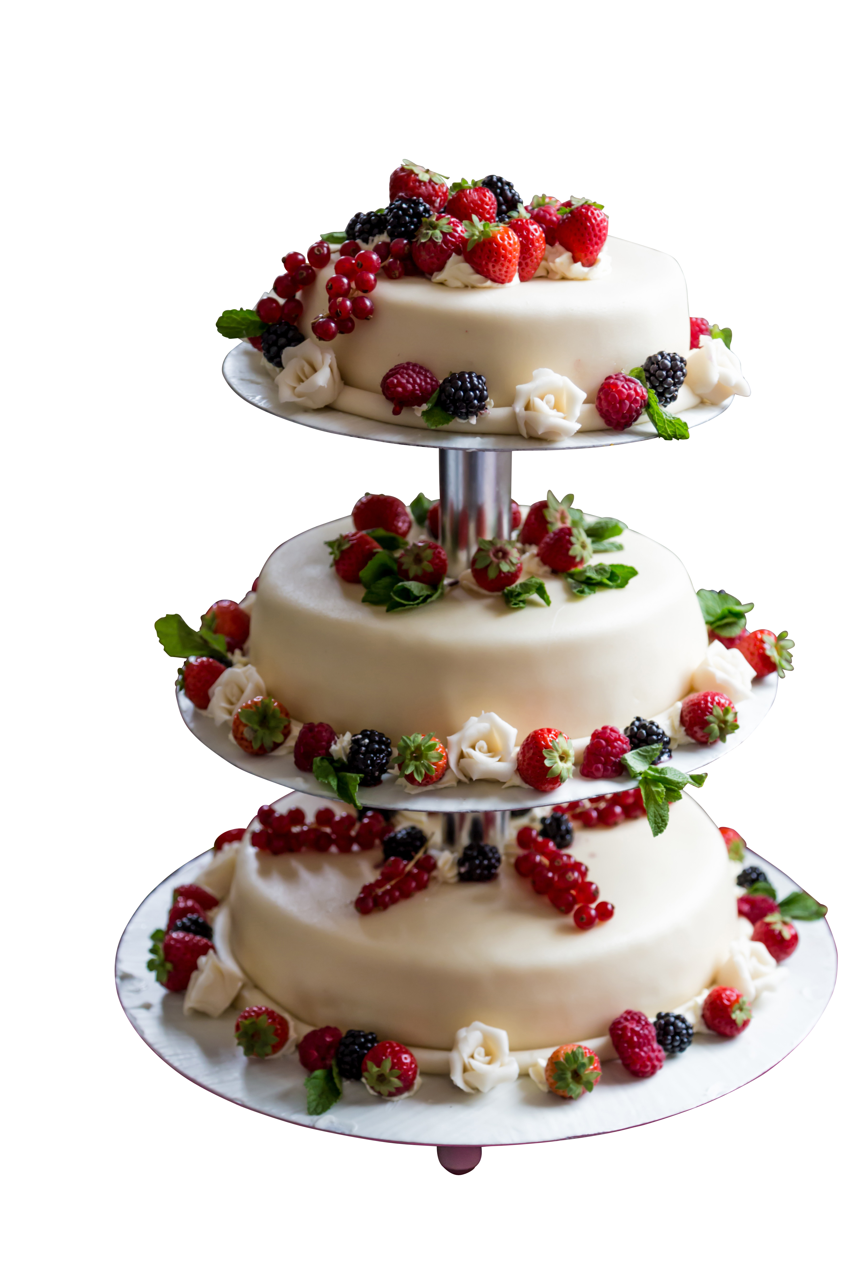 Elegant Berry Topped Wedding Cake PNG with transparent background