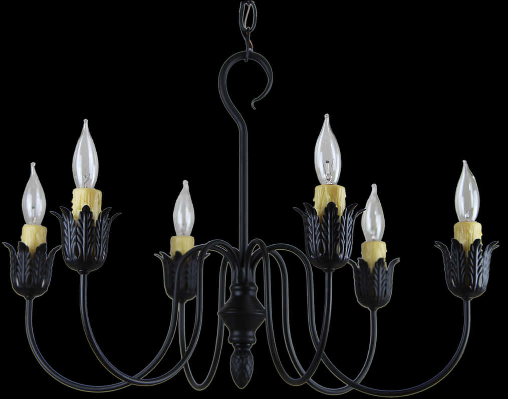 Elegant Black Chandelier PNG with transparent background