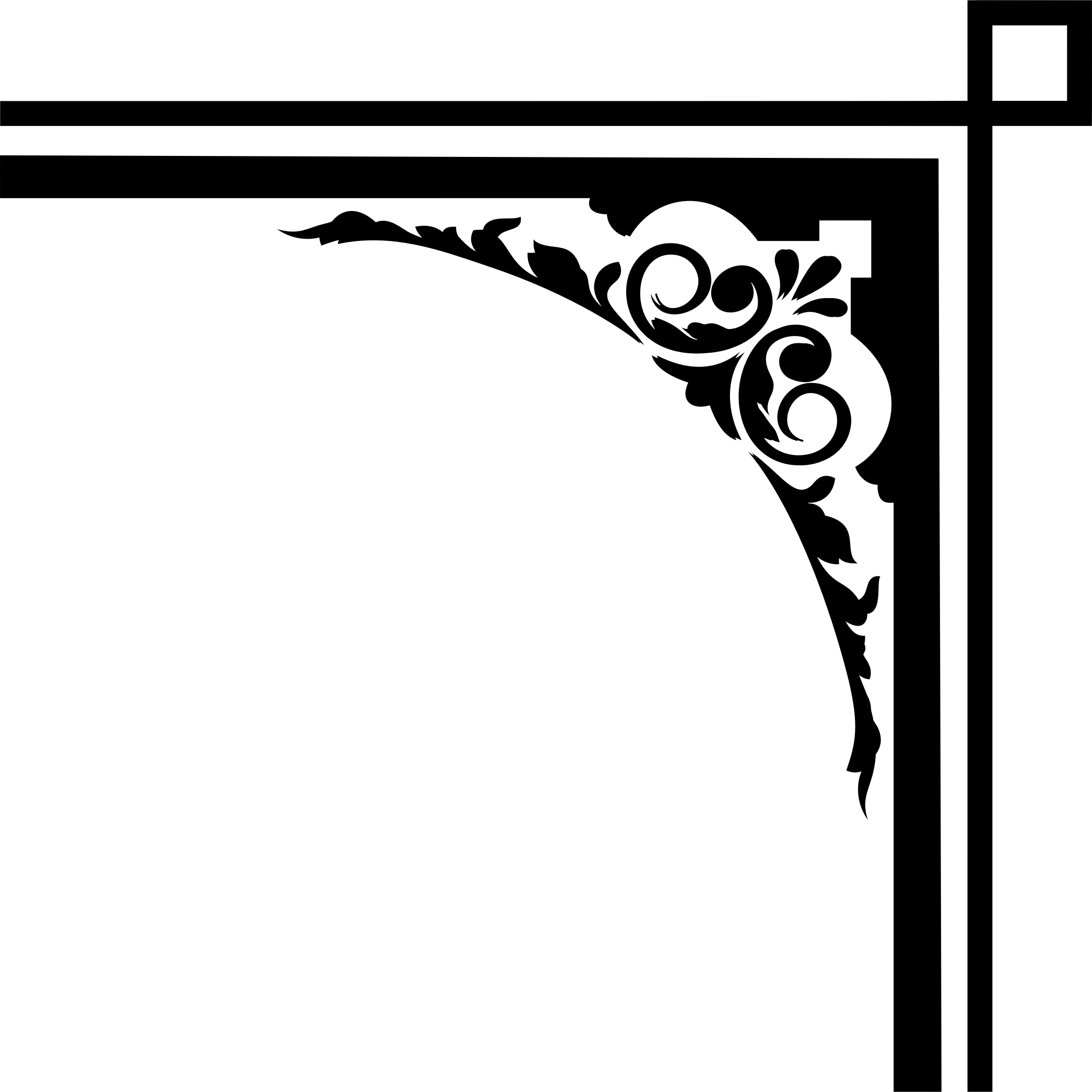 Elegant Black Corner Design PNG with transparent background