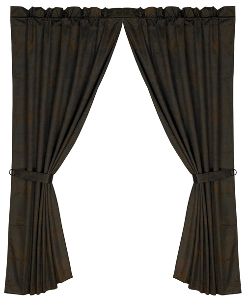 Elegant Black Curtains Open PNG with transparent background