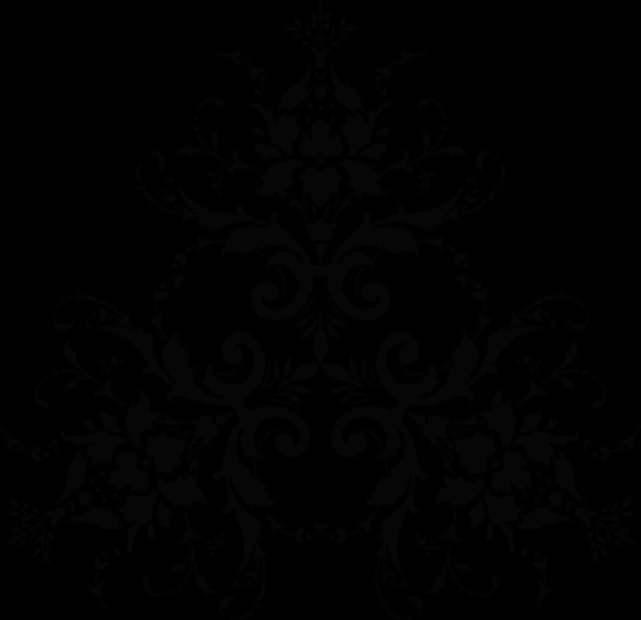Elegant Black Damask Pattern PNG with transparent background