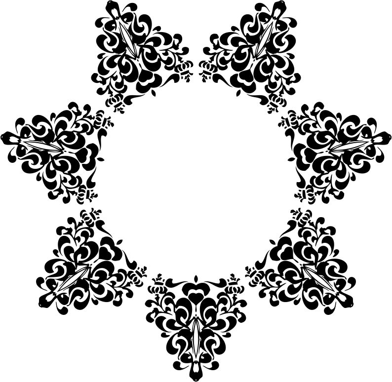 Elegant Black Floral Frame PNG image with a transparent background, free high-resolution download