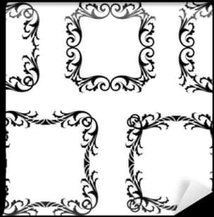 Elegant Black Floral Frameson White