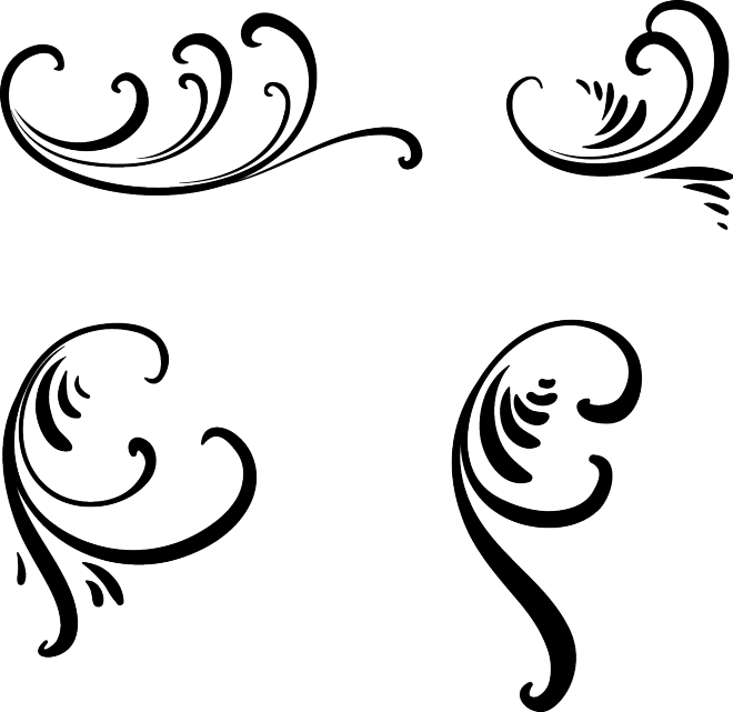 Elegant Black Flourishes Vector