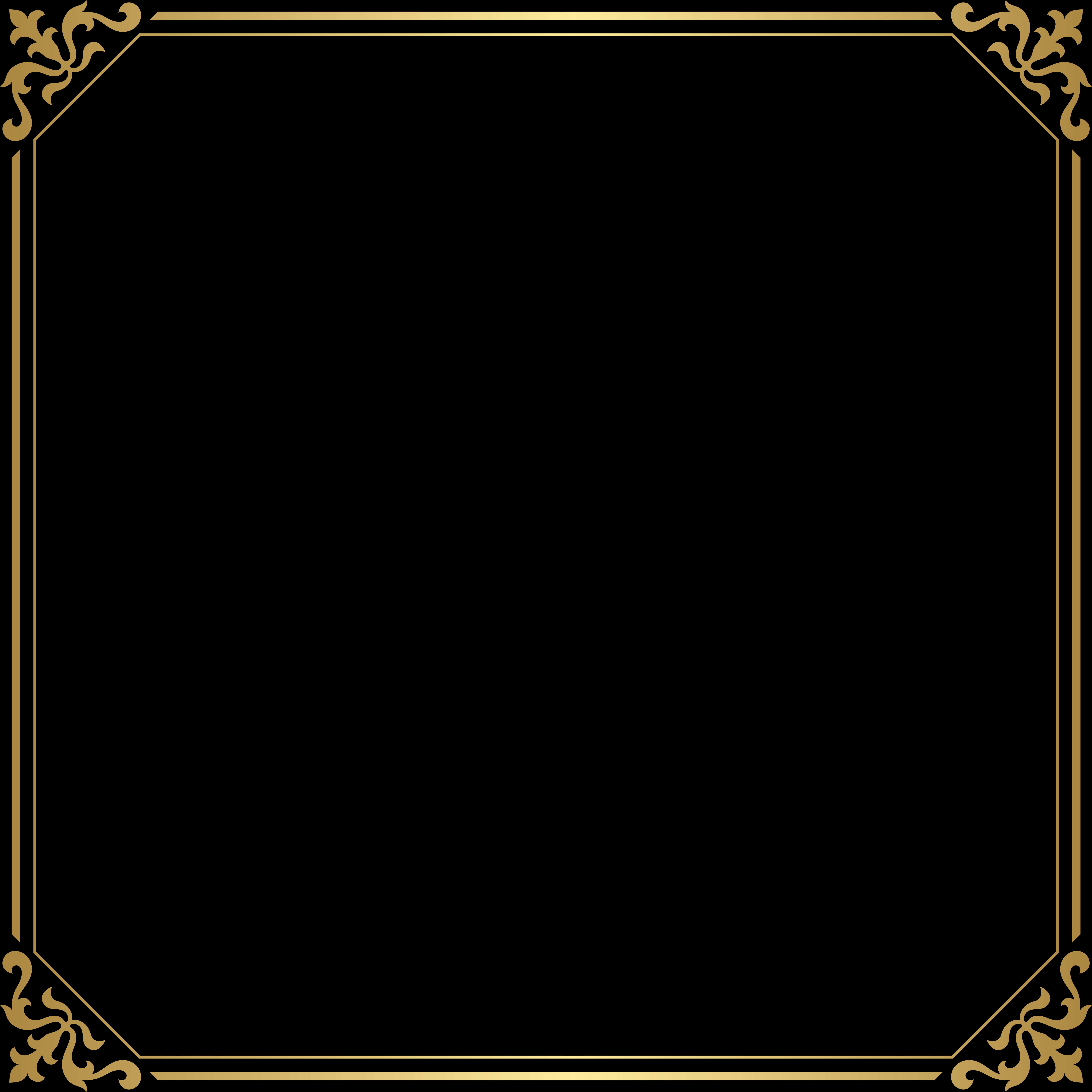 Elegant Black Gold Frame Design PNG image with a transparent background, free high-resolution download