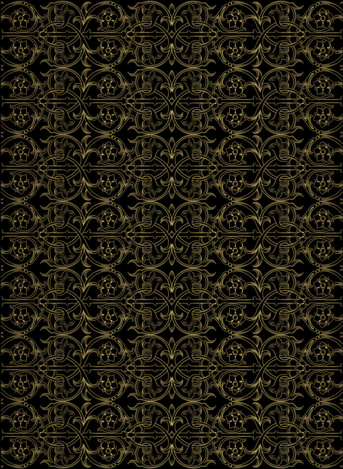 Elegant Black Gold Lace Pattern PNG with transparent background