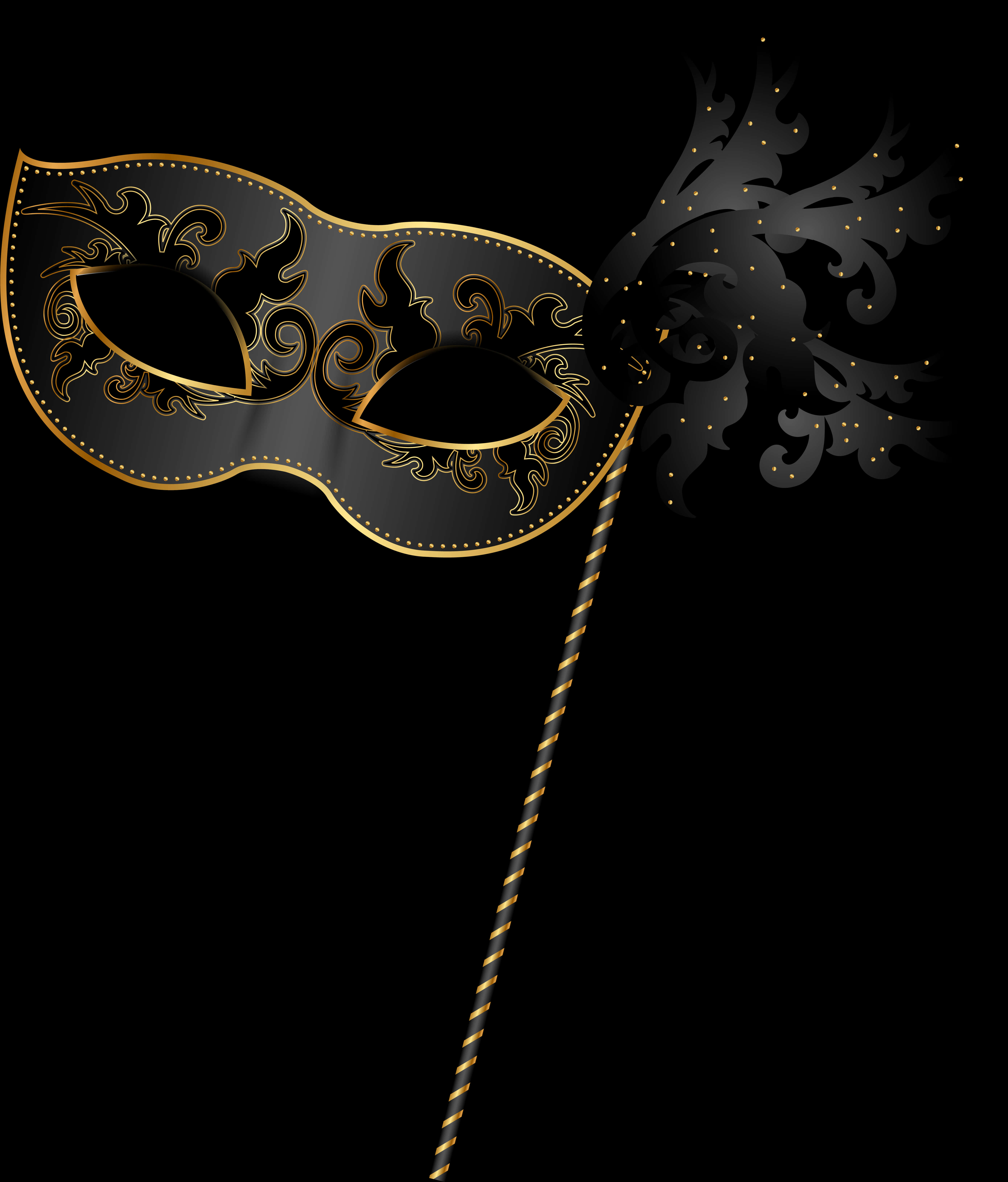 Elegant Black Gold Venetian Mask