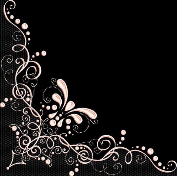 Elegant Black Lace Pattern PNG with transparent background