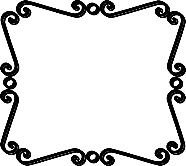 Elegant Black Scroll Frame PNG image with a transparent background, free high-resolution download