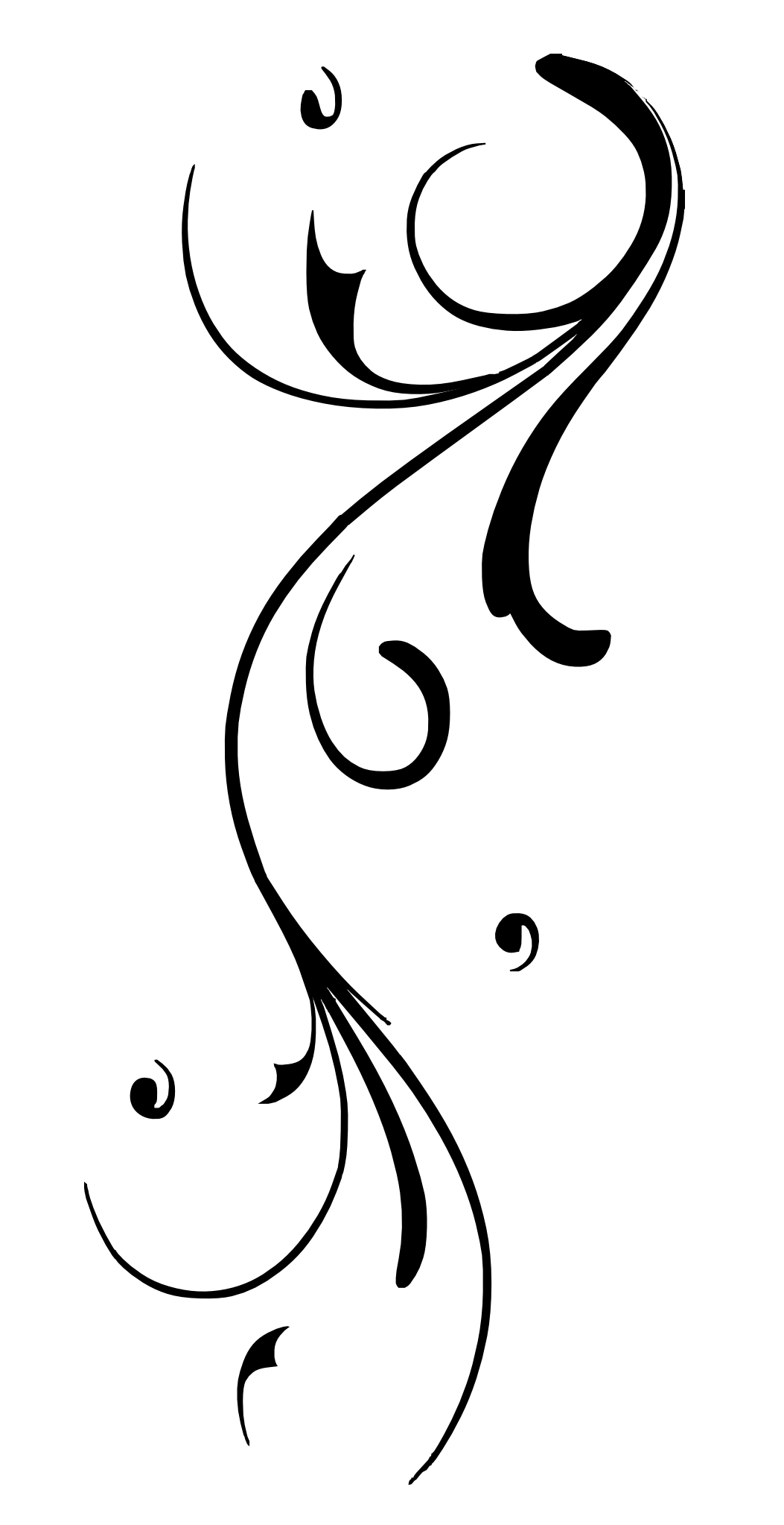Elegant Black Swirl Design PNG with transparent background