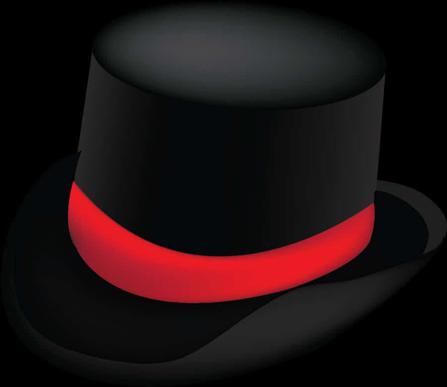 Elegant Black Top Hatwith Red Band PNG with transparent background